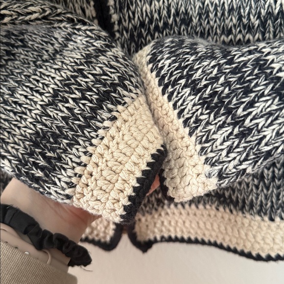 J. Jill Black and Cream Knit zipper Cardigan small - Picture 4 of 5